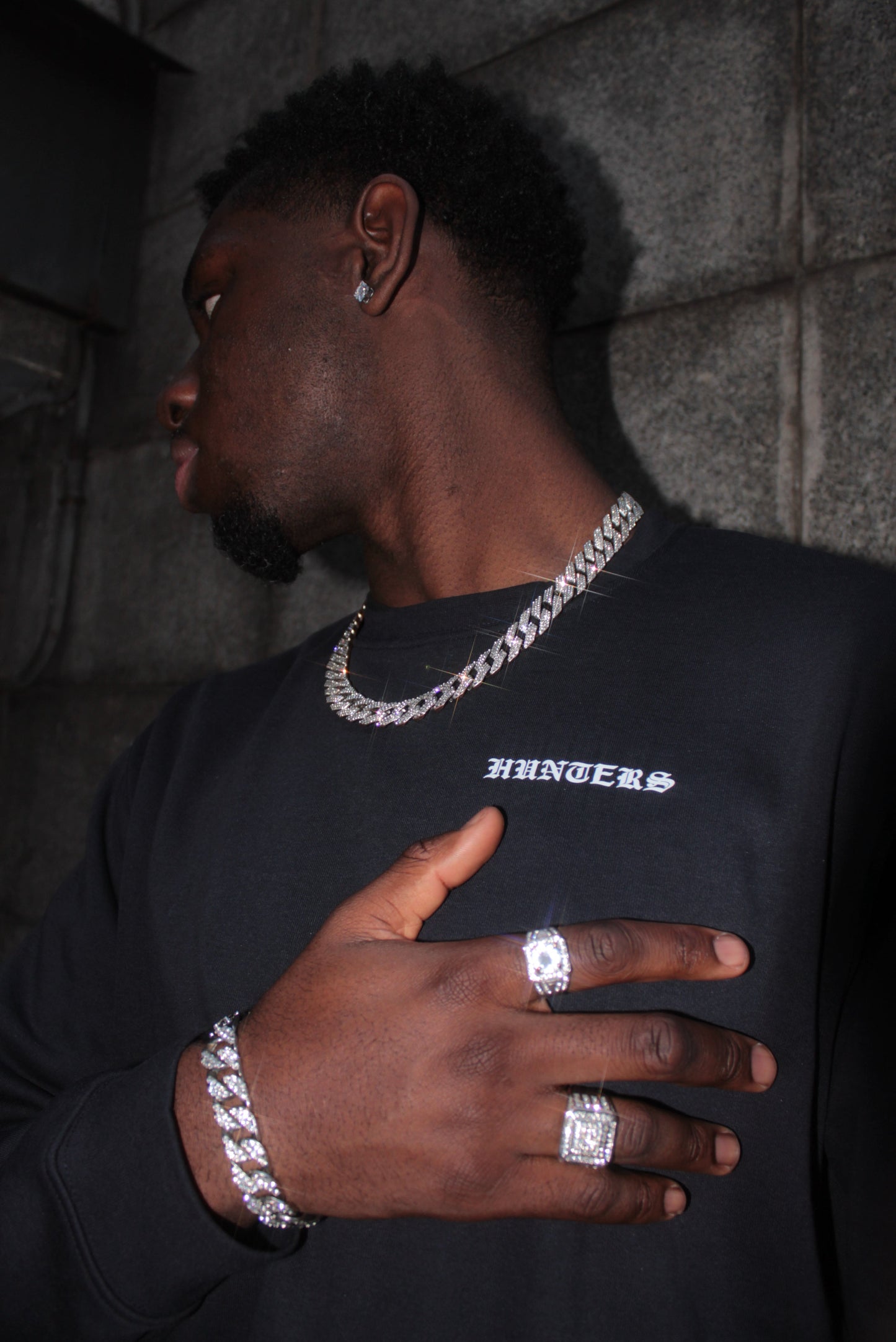 Reflective navy blue sweatshirt