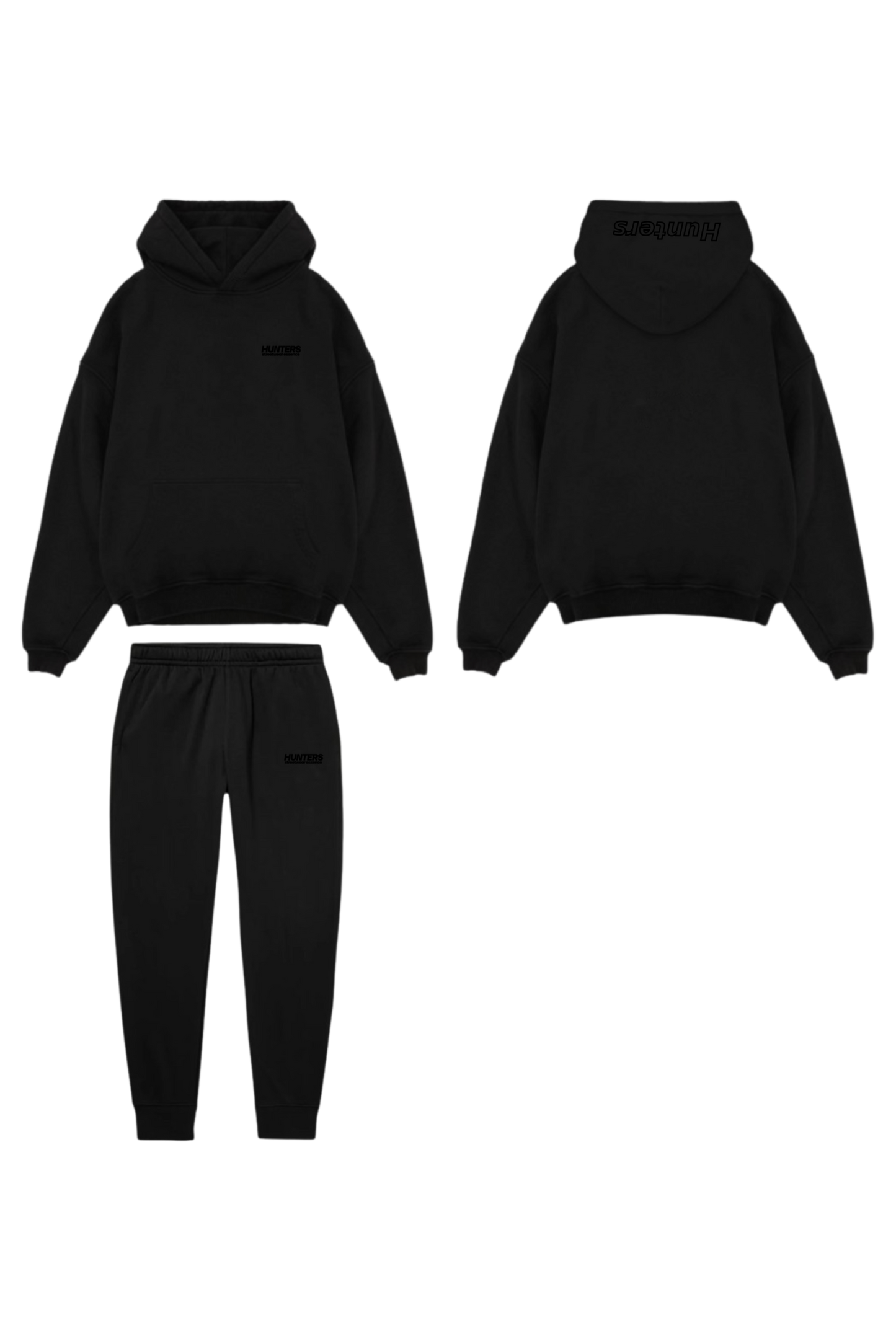 Black on black bordado en la capucha tracksuit