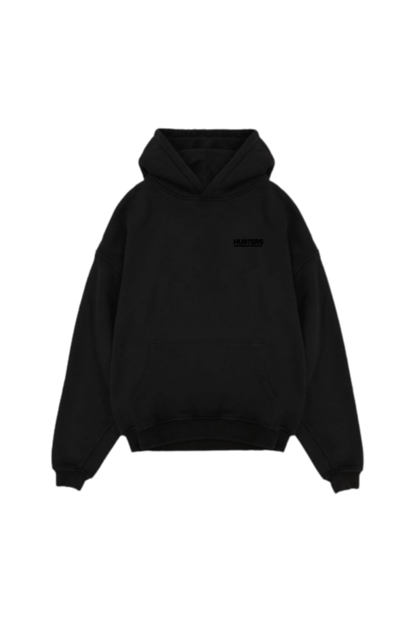 Black on black bordado en la capucha hoodie