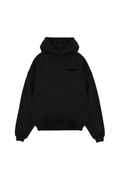 Black on black bordado en la capucha hoodie