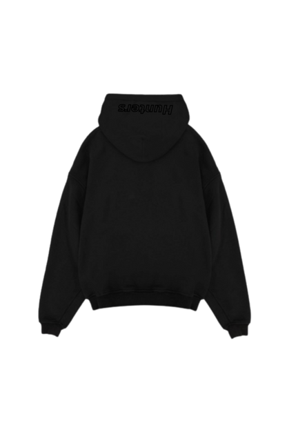 Black on black bordado en la capucha hoodie