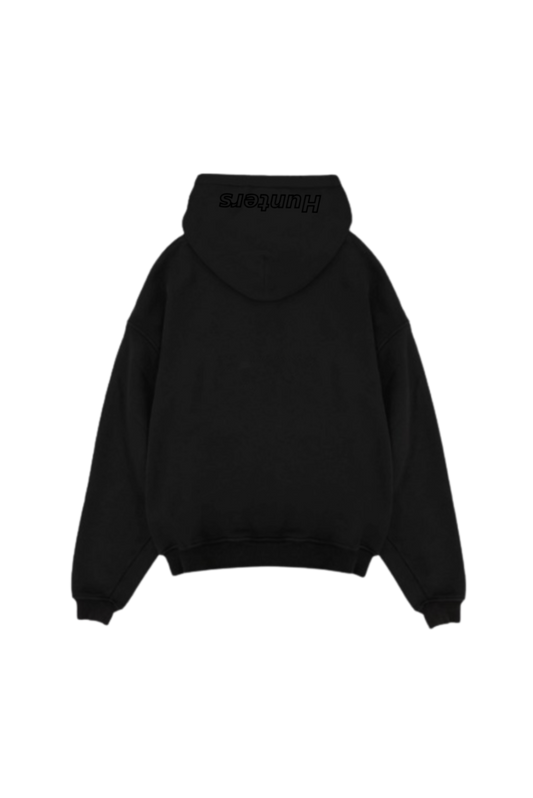 Black on black bordado en la capucha hoodie